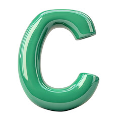 Poster - Glossy Green Letter C Artistic Font Design 3D Rendering Alphabet on transparent background