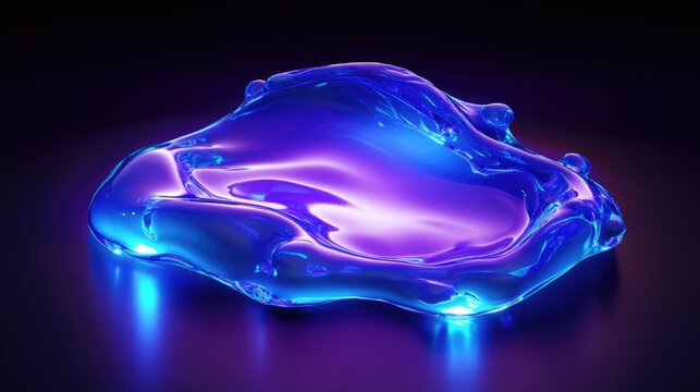 Luminous liquid orb designed with sleek abstract gradients transitioning from deep blue to purple floating in a futuristic digital scene