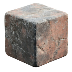 Poster - Rough textured stone block a weathered cube of natural rock architectural on transparent background