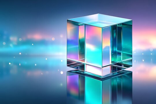 Abstract iridescent cube