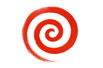 Leinwandbilder - Vibrant red spiral brush stroke swirling dynamically, creating abstract circular pattern against transparent backdrop