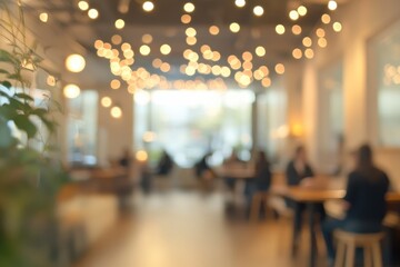 Poster - Office workers collaborating in a modern workspace with a vibrant atmosphere, Blurry background of people working in an office, business incubator and startup concept