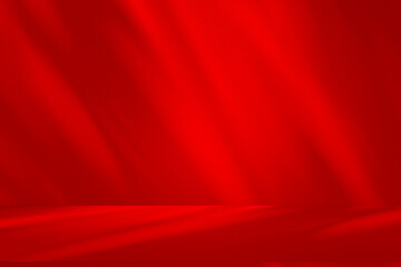 Poster - Wall interior background, studio and backdrops show products.with shadow from window color Red background for text insertion and presentation product	