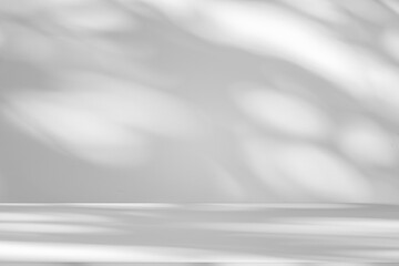 Poster - Wall interior background, studio and backdrops show products.with shadow from window color white and grey. background for text insertion and presentation product	
