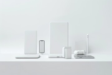 Fototapete - Premium Quality Image of Blank Devices Isolated in a White Background