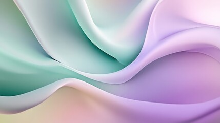 Fototapete - Dreamlike pastel colors blend seamlessly into a fluid composition with smooth strokes of lilac mint and soft purple