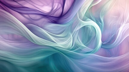 Fototapete - Soft pastel hues of mint lilac and purple swirl gently in a smooth flowing pattern of dreamy abstract painted textures