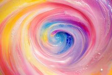 Poster - Colorful abstract swirl texture showcasing a vibrant interplay of hues and chaotic patterns, Abstract multicolored chaotic swirl texture inside of the soap bubble