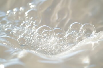 Poster - close up view of bubbles in water creates abstract wave patterns in natural light, many bubbles in w