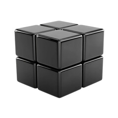 Poster - Glossy black cubic structure geometric arrangement modern design on transparent background