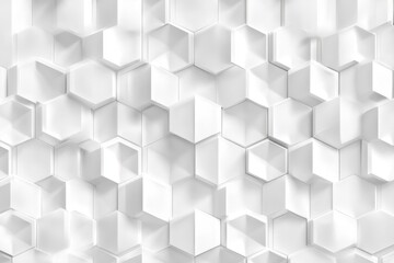 Poster - Seamless white geometric pattern of hexagonal cubes creating a textured background design, White geometric pattern of cubes 3D render seamless