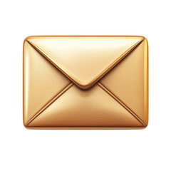 Poster - Golden mail icon render Digital communication element with metallic on transparent background
