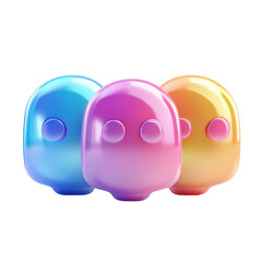 Poster - Gradient Ghosts Grouped Together Friendly Spirits Digital Render Design 3D on Transparent Background
