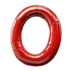 Poster - Red Circular Structure 3D Object on Black Background Modern Design Element on transparent background