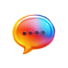 Poster - Shiny Message Icon with Typing Indicator Vibrant Colors Glossy Finish on transparent background