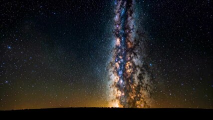 Wall Mural - the milky shines brightly in the night sky above a hill