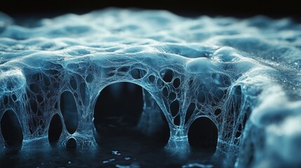 Intricate network of a porous structure.