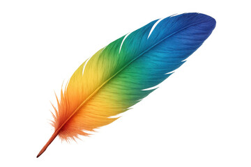 Poster - Single rainbow feather with transparent background, ideal for creative projects related to color, nature, and design