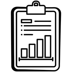 Poster - Hand drawn clipboard with bar graph and checklist