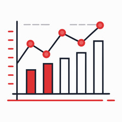 Poster - Simple red and black line and bar graph showing growth
