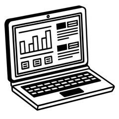 Poster - Laptop computer displaying business data and graphs