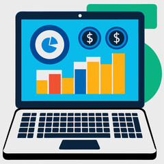 Poster - Laptop displaying financial data charts and graphs