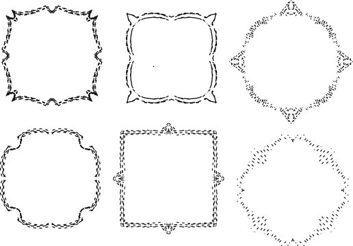 six black and white vintage luxury ornament frame designs