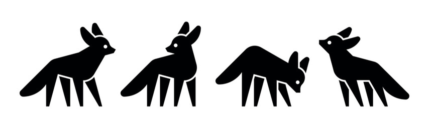 Poster - Set of Fennec Fox logo. Icon design. Template elements
