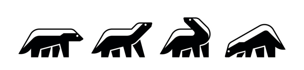 Poster - Set of Honey Badger logo. Icon design. Template elements
