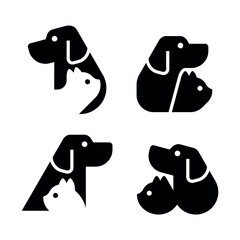 Poster - Set of Dog and cat logo. Icon design. Template elements

