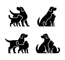 Poster - Set of Dog and cat logo. Icon design. Template elements
