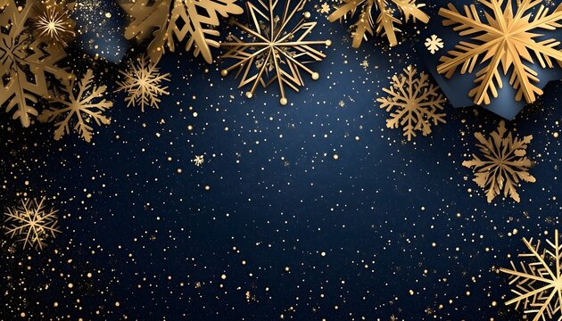 Gold and navy snowflake background.
