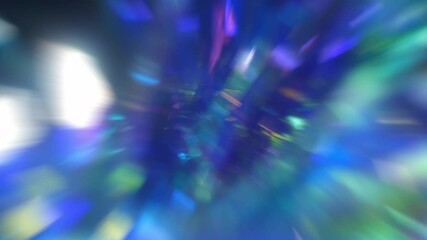 Wall Mural - Defocused shiny blue green and purple light leaks. Festive neon abstract holographic modern background for party. Blurred glow