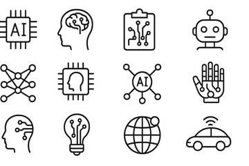 Poster - Modern symbols representing artificial intelligence in technology and innovation