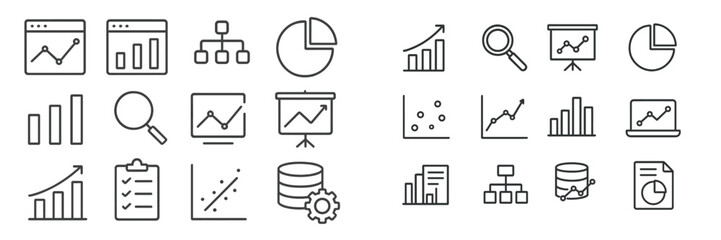 Poster - Various icons illustrating data analysis, reporting, and visualization concepts for business applications