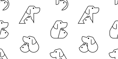 Poster - Seamless pattern with Dog and cat logo. isolated on white background
