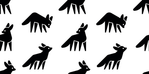 Poster - Seamless pattern with Fennec Fox logo. isolated on white background
