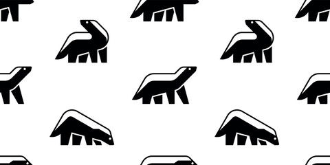 Poster - Seamless pattern with Honey Badger logo. isolated on white background
