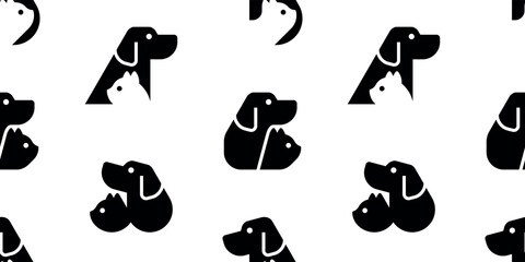 Poster - Seamless pattern with Dog and cat logo. isolated on white background

