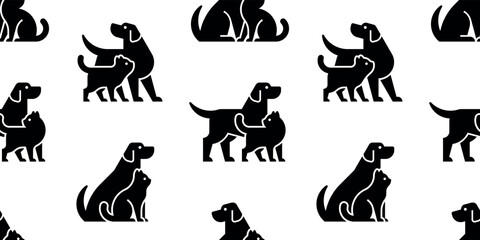 Poster - Seamless pattern with Dog and cat logo. isolated on white background
