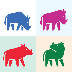 Poster - Set of Warthog logo. Icon design. Template elements

