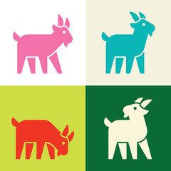 Poster - Set of Goat logo. Icon design. Template elements
