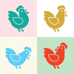 Poster - Set of Chicken logo. Icon design. Template elements
