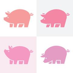 Poster - Set of Pig logo. Icon design. Template elements
