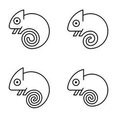 Poster - Set of Chameleon logo. Icon design. Template elements
