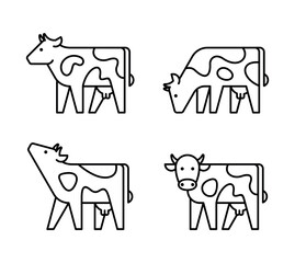 Poster - Set of Cow logo. Icon design. Template elements
