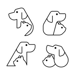 Poster - Set of Dog and cat logo. Icon design. Template elements
