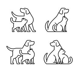 Poster - Set of Dog and cat logo. Icon design. Template elements
