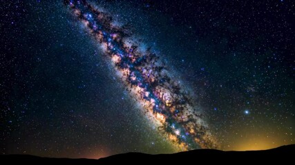 Wall Mural - a view of the milky and the stars above a mountain