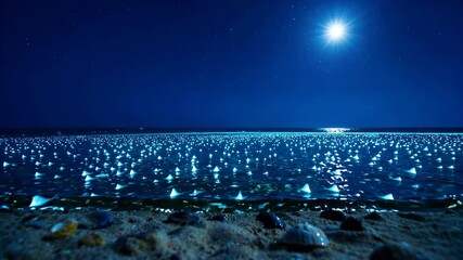 Wall Mural - a view of the ocean with a full moon in the sky